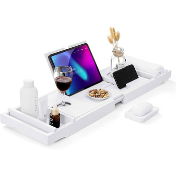 Bambusový regál do kúpeľne, nastaviteľný a teleskopický, inštalácia na stolovej doske, jednoúrovňový