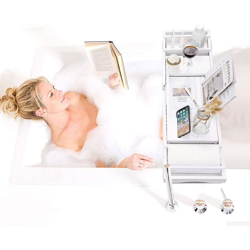 Bambusový regál do kúpeľne, nastaviteľný a teleskopický, inštalácia na stolovej doske, jednoúrovňový