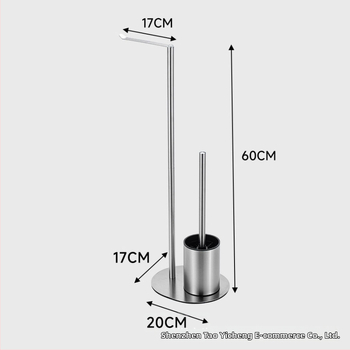 Nerezový držiak na kefu a toaletný papier, podlahový montáž, oválny tvar, brúsený povrch