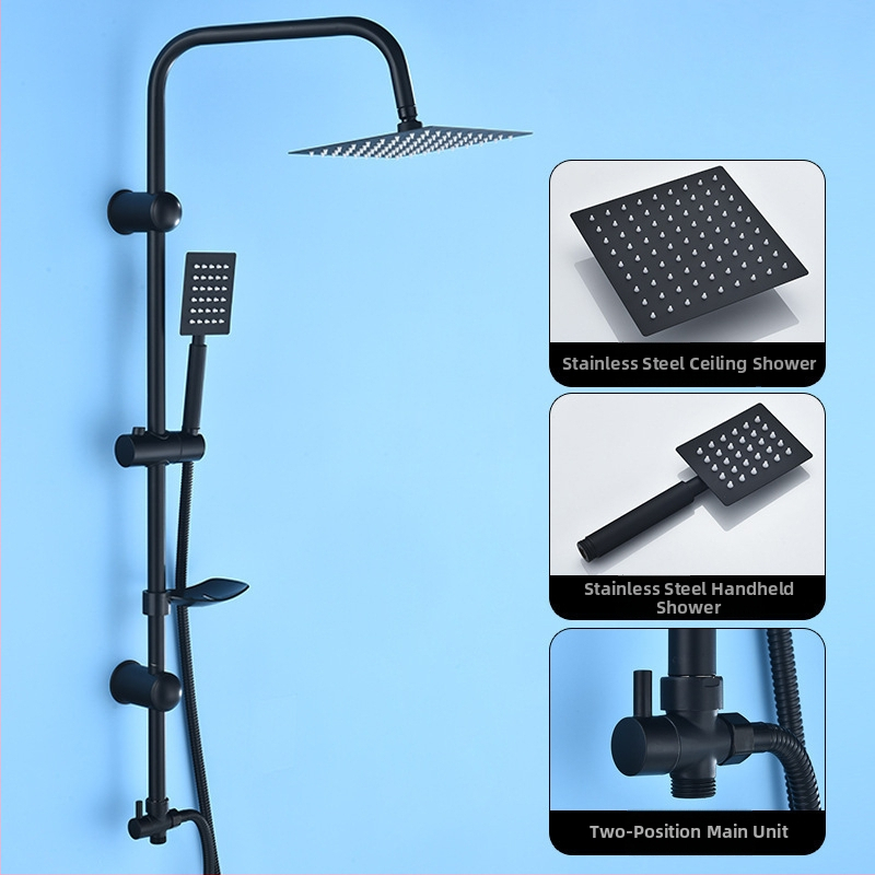 Sprchová súprava z nehrdzavejúcej ocele, štvorcový dažďový sprchový set, nástenná inštalácia, model 8101 (funkcie: dážď, prúdenie, masáž)