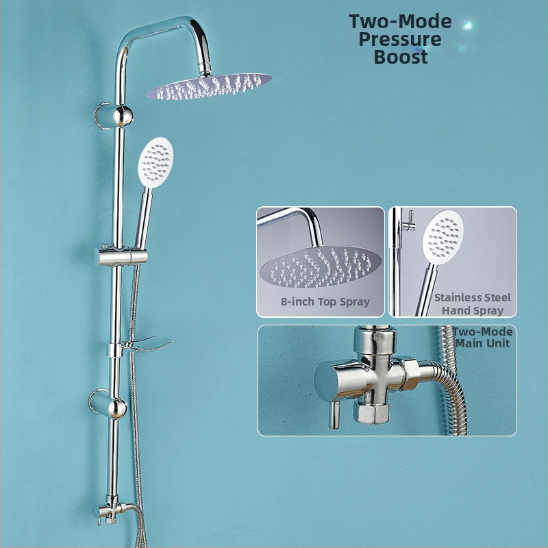 Sprchová súprava z nehrdzavejúcej ocele, štvorcový dažďový sprchový set, nástenná inštalácia, model 8101 (funkcie: dážď, prúdenie, masáž)