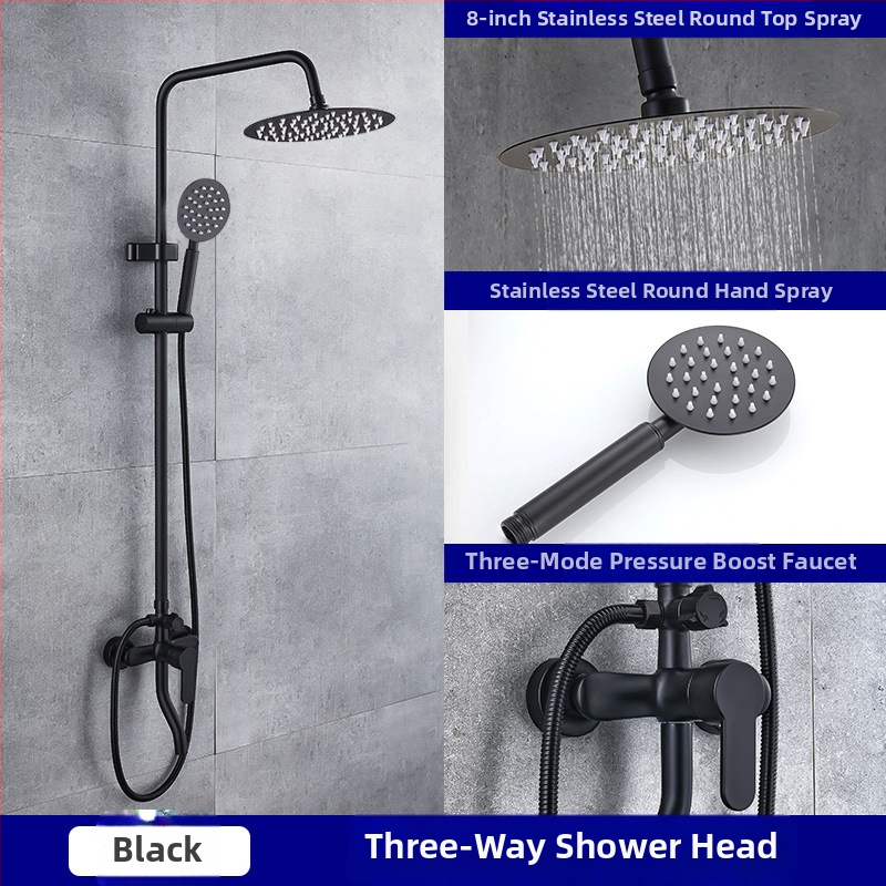 Sprchová súprava z nehrdzavejúcej ocele, štvorcový dažďový sprchový set, nástenná inštalácia, model 8101 (funkcie: dážď, prúdenie, masáž)