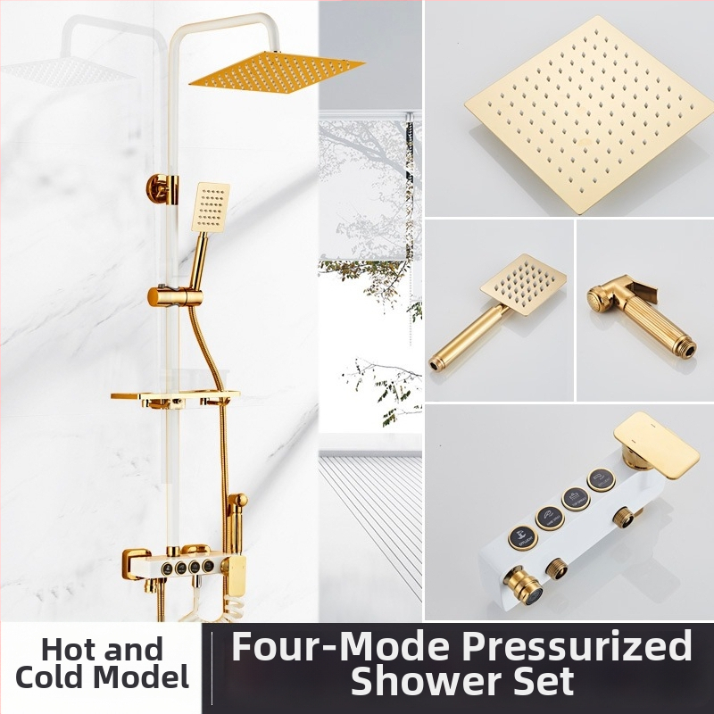 Yaopeng meďová sprchová súprava – skrytá stena, nominálny tlak 4 kgf, 100°C prevádzková teplota, povrch lakovaný vypaľovanou farbou, režimy: postrek, masáž, bubliny, dážď, model YP-O3687