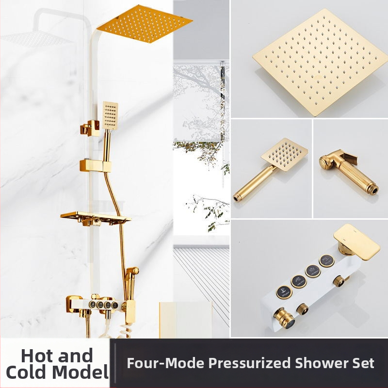 Yaopeng meďová sprchová súprava – skrytá stena, nominálny tlak 4 kgf, 100°C prevádzková teplota, povrch lakovaný vypaľovanou farbou, režimy: postrek, masáž, bubliny, dážď, model YP-O3687