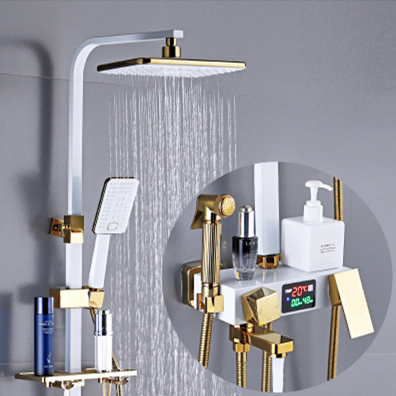 Yaopeng meďová sprchová súprava – skrytá stena, nominálny tlak 4 kgf, 100°C prevádzková teplota, povrch lakovaný vypaľovanou farbou, režimy: postrek, masáž, bubliny, dážď, model YP-O3687