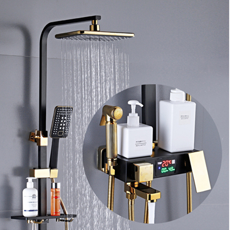 Yaopeng meďová sprchová súprava – skrytá stena, nominálny tlak 4 kgf, 100°C prevádzková teplota, povrch lakovaný vypaľovanou farbou, režimy: postrek, masáž, bubliny, dážď, model YP-O3687