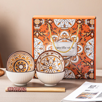 Keramický bohémsky set misiek s pruhovaným vzorom, kruhový tvar, vhodný do mikrovlnky