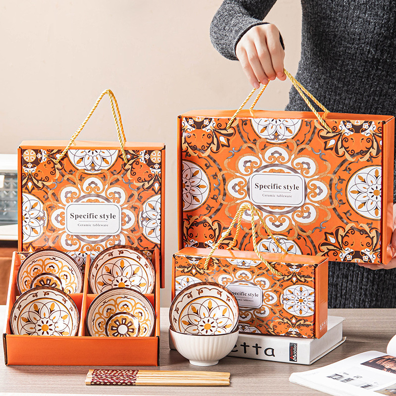 Keramický bohémsky set misiek s pruhovaným vzorom, kruhový tvar, vhodný do mikrovlnky