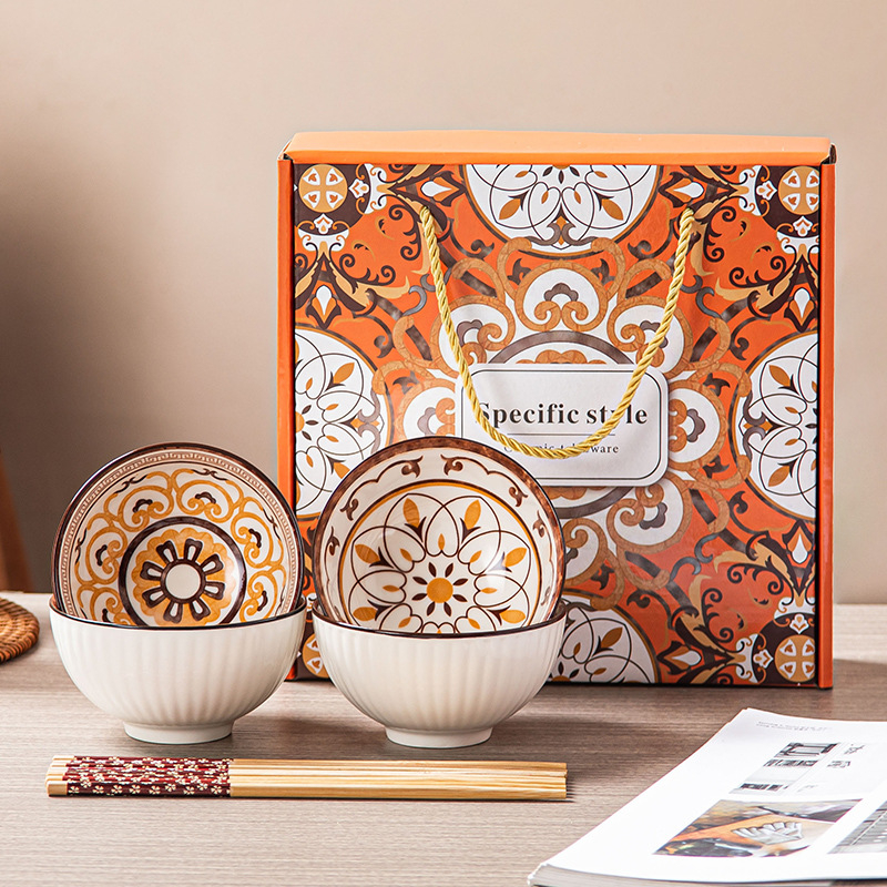 Keramický bohémsky set misiek s pruhovaným vzorom, kruhový tvar, vhodný do mikrovlnky