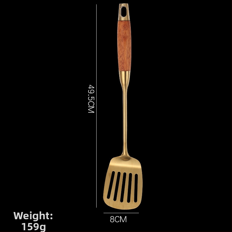 Sada kuchynských nástrojov z nehrdzavejúcej ocele 304 s rúčkou z hruškového dreva – vysokoteplotná odolnosť, proti popáleniu, zahŕňa špachtle a lyžice