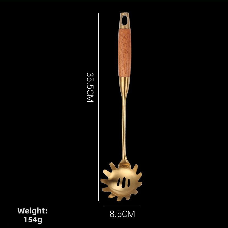 Sada kuchynských nástrojov z nehrdzavejúcej ocele 304 s rúčkou z hruškového dreva – vysokoteplotná odolnosť, proti popáleniu, zahŕňa špachtle a lyžice