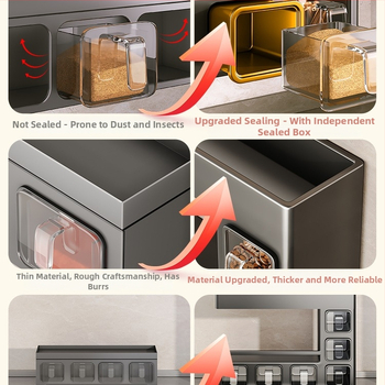 Nástenný stojan na korenie so zatvoreným, vlhkosť odolným dizajnom