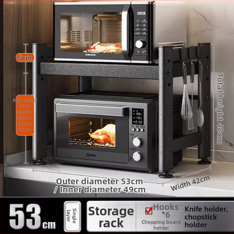 Telescopický kuchynský regál na uskladnenie, vhodný pre mikrovlnnú rúru a stolnú rúru, kovový, jednoposchodový alebo dvojposchodový, nordického štýlu