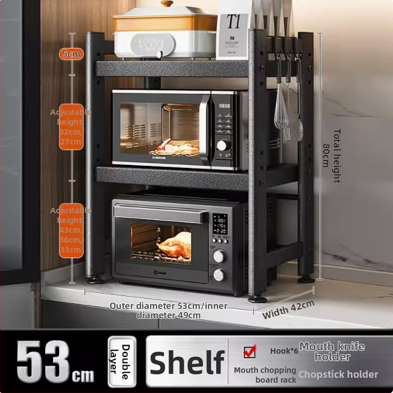 Telescopický kuchynský regál na uskladnenie, vhodný pre mikrovlnnú rúru a stolnú rúru, kovový, jednoposchodový alebo dvojposchodový, nordického štýlu