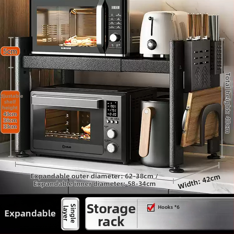 Telescopický kuchynský regál na uskladnenie, vhodný pre mikrovlnnú rúru a stolnú rúru, kovový, jednoposchodový alebo dvojposchodový, nordického štýlu