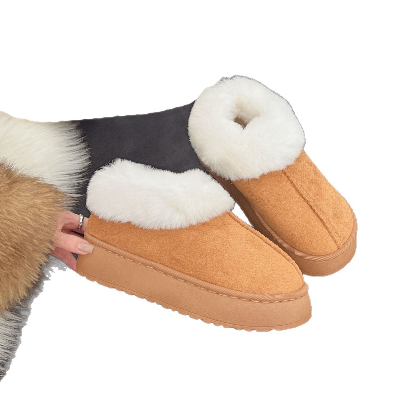 Moteriški žieminiai PU batai su dirbtiniu kailiu, anti-slydimo gumos padas, slip-on, platforma 3–5 cm