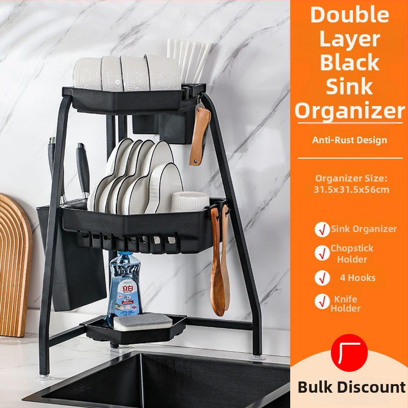 Rohový sklopný trojuholníkový stojan na drez na riady – multifunkčný, z karbónovej ocele