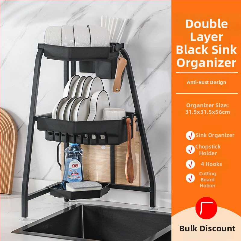 Rohový sklopný trojuholníkový stojan na drez na riady – multifunkčný, z karbónovej ocele