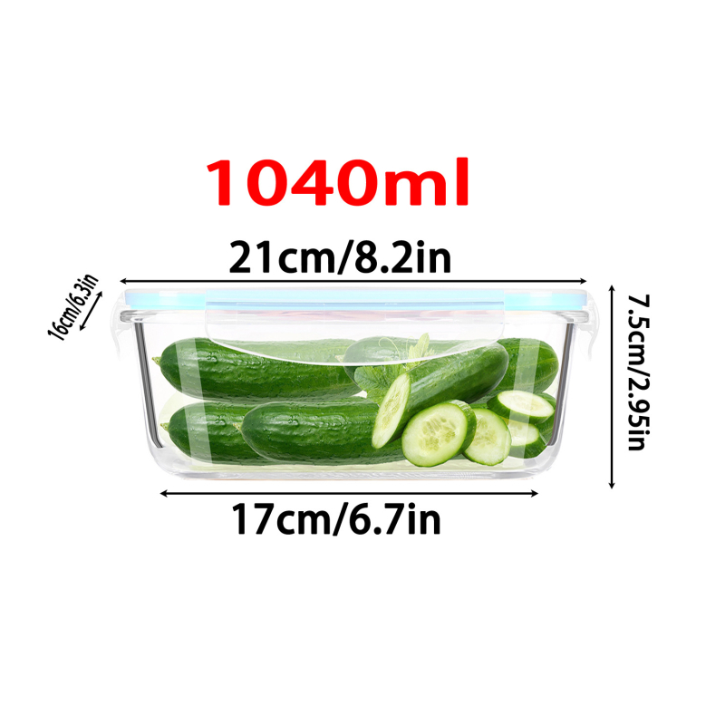 Stačiakampė stiklinė pietų dėžutė su ventiliacijos anga ir sandariu dangčiu, tinkama mikrobangų krosnyje