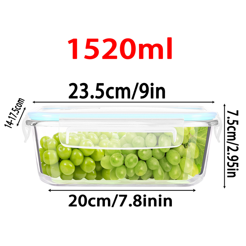 Stačiakampė stiklinė pietų dėžutė su ventiliacijos anga ir sandariu dangčiu, tinkama mikrobangų krosnyje