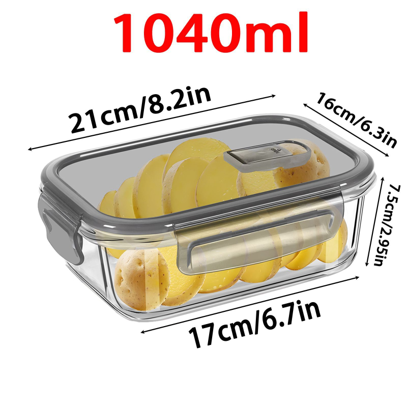 Stačiakampė stiklinė pietų dėžutė su ventiliacijos anga ir sandariu dangčiu, tinkama mikrobangų krosnyje