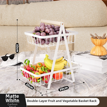 Trojposchodový stojan na ovocie a zeleninu z karbónovej ocele – moderný minimalistický dizajn pre ovocie, zeleninu a ďalšie (Pôvod: Guangdong, uvedený v roku 2024)
