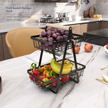 Trojposchodový stojan na ovocie a zeleninu z karbónovej ocele – moderný minimalistický dizajn pre ovocie, zeleninu a ďalšie (Pôvod: Guangdong, uvedený v roku 2024)