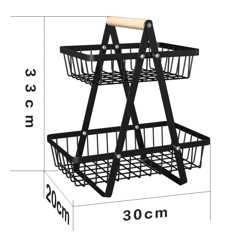 Trys aukštų anglies plieno vaisių ir daržovių laikiklis – modernus minimalistinis virtuvės organizatorius vaisiams, daržovėms ir kitiems (kilmė: Guangdong, išleistas 2024)