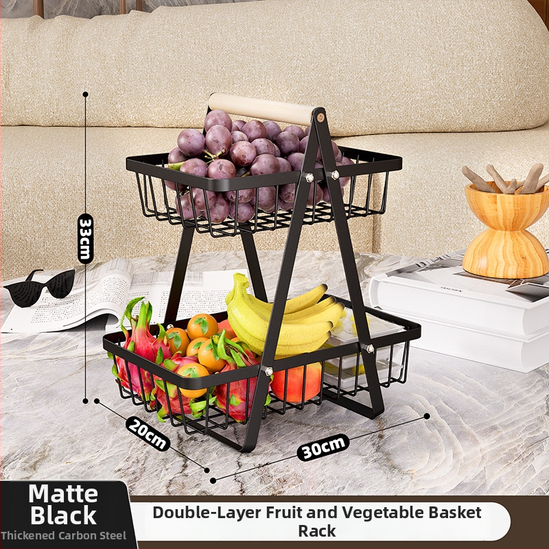 Trojposchodový stojan na ovocie a zeleninu z karbónovej ocele – moderný minimalistický dizajn pre ovocie, zeleninu a ďalšie (Pôvod: Guangdong, uvedený v roku 2024)