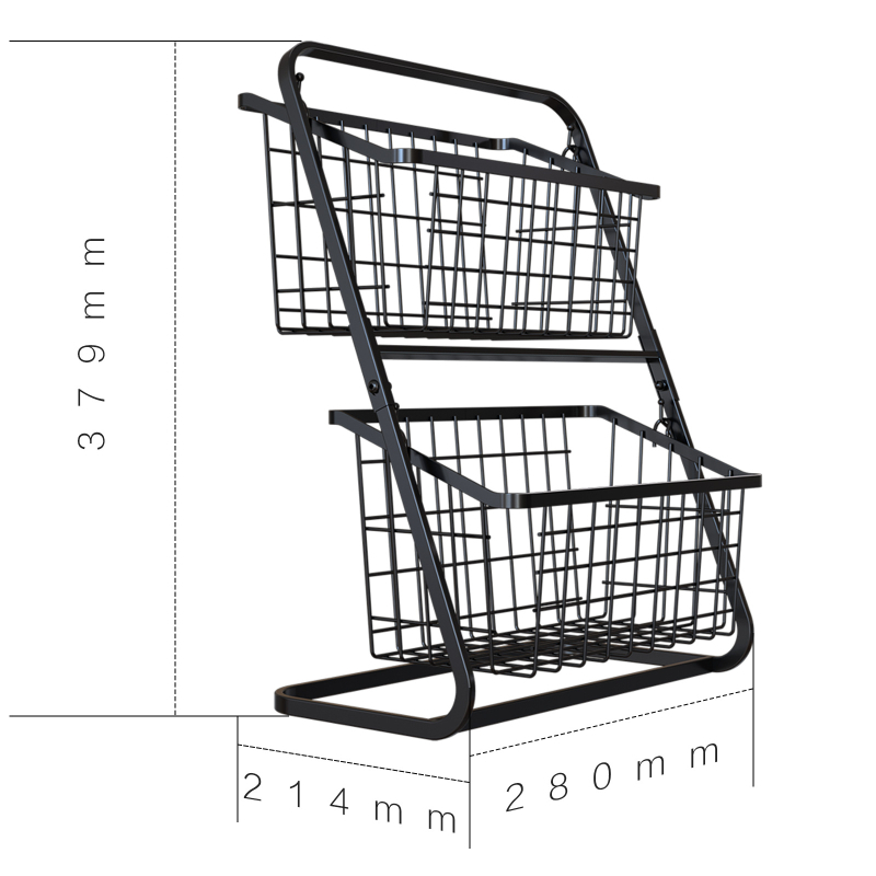 Trojposchodový stojan na ovocie a zeleninu z karbónovej ocele – moderný minimalistický dizajn pre ovocie, zeleninu a ďalšie (Pôvod: Guangdong, uvedený v roku 2024)