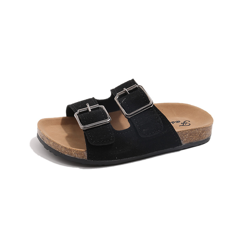 Sandale pentru copii anti-alunecare, partea superioară din piele artificială, finisaj suede, pentru vârsta 4–6 ani, vară, stil de relaxare