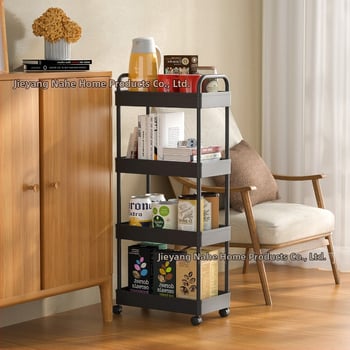 Xiwu Yier J1001 Podlahový stojanový regál na kuchynské skladovanie – pohyblivý, viacúčelový, plastový