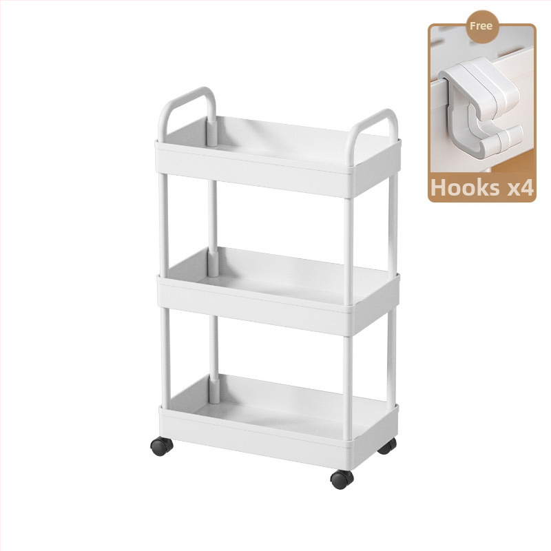Xiwu Yier J1001 Podlahový stojanový regál na kuchynské skladovanie – pohyblivý, viacúčelový, plastový