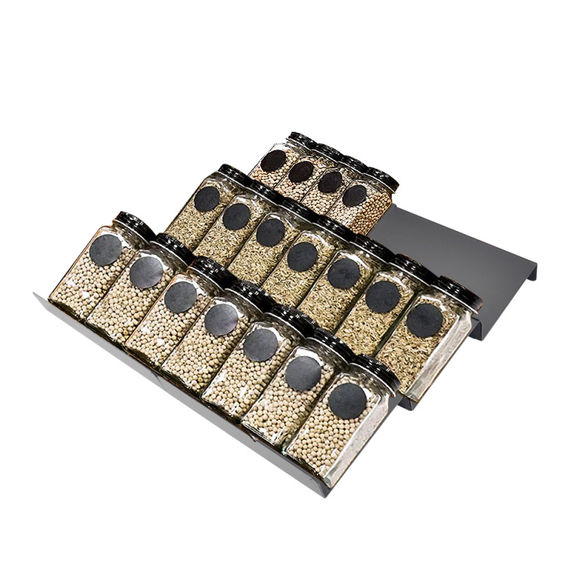 Stenný stojan na koreniny pre kuchynskú skriňu - pohyblivý, bez montáže, z uhlíkovej ocele