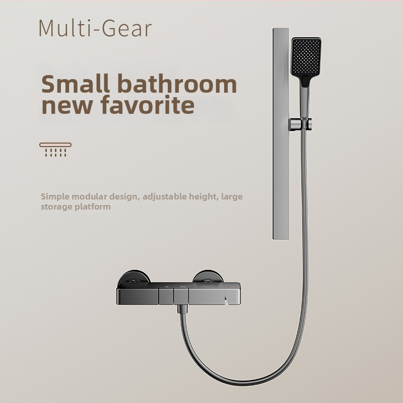 Sprchový set so skrytým inštalovaním, štvorcový dizajn, Space hliník, model 26562; moderný minimalistický štýl, anodizovaný povrch, masážna funkcia a regulácia teploty