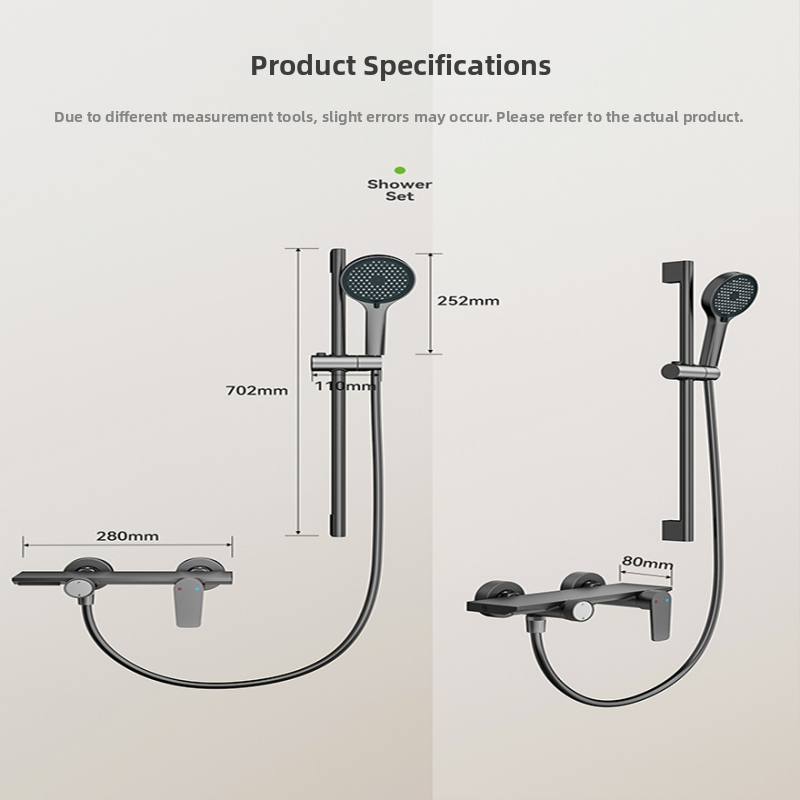 Sprchový set so skrytým inštalovaním, štvorcový dizajn, Space hliník, model 26562; moderný minimalistický štýl, anodizovaný povrch, masážna funkcia a regulácia teploty