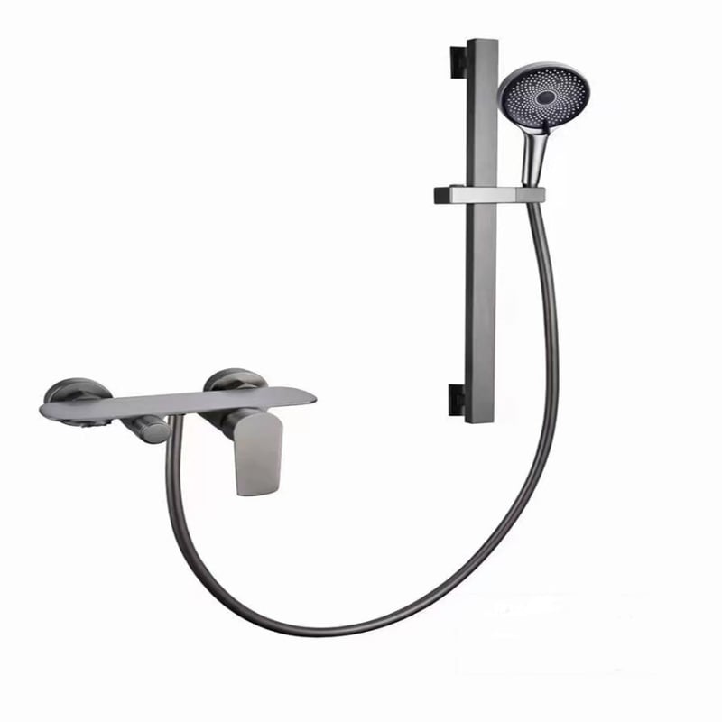 Sprchový set so skrytým inštalovaním, štvorcový dizajn, Space hliník, model 26562; moderný minimalistický štýl, anodizovaný povrch, masážna funkcia a regulácia teploty