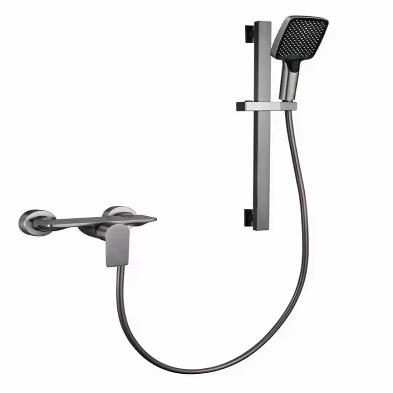 Sprchový set so skrytým inštalovaním, štvorcový dizajn, Space hliník, model 26562; moderný minimalistický štýl, anodizovaný povrch, masážna funkcia a regulácia teploty