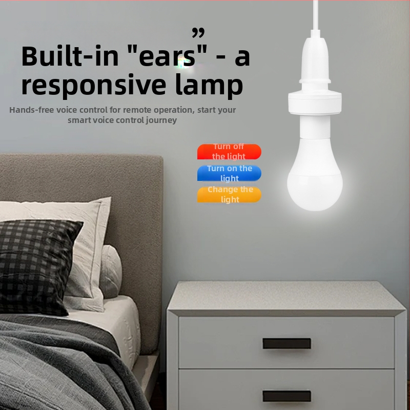 Išmanioji LED lemputė su balso valdymu, E27 lizdas ir nuotolinio valdymo jungiklis