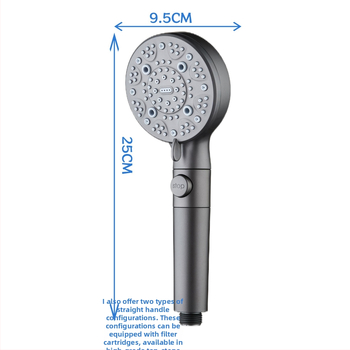 Prenosná sprchová hlavica z ABS, model C-2501, skrutkovacie upevnenie, okrúhly dizajn, moderný minimalistický štýl; funkcie: postrek, masáž, bublinky, dážď; prispôsobenie k dispozícii