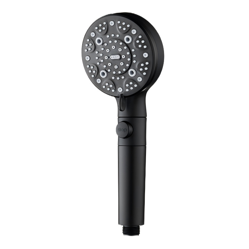 Prenosná sprchová hlavica z ABS, model C-2501, skrutkovacie upevnenie, okrúhly dizajn, moderný minimalistický štýl; funkcie: postrek, masáž, bublinky, dážď; prispôsobenie k dispozícii