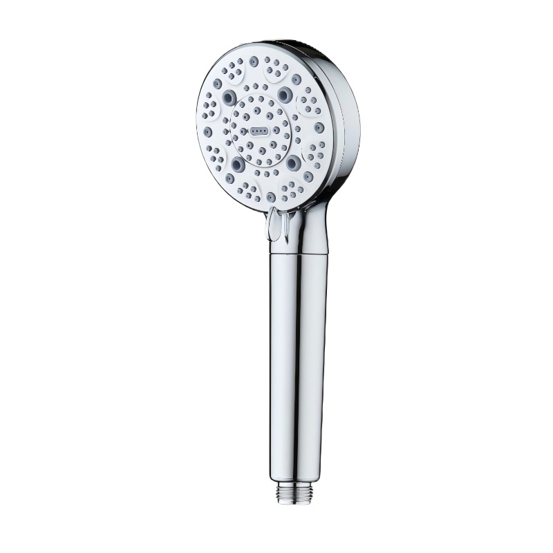 Prenosná sprchová hlavica z ABS, model C-2501, skrutkovacie upevnenie, okrúhly dizajn, moderný minimalistický štýl; funkcie: postrek, masáž, bublinky, dážď; prispôsobenie k dispozícii