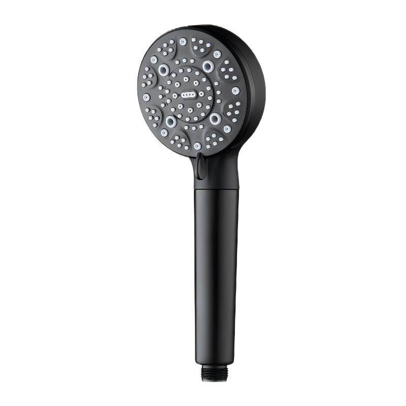 Prenosná sprchová hlavica z ABS, model C-2501, skrutkovacie upevnenie, okrúhly dizajn, moderný minimalistický štýl; funkcie: postrek, masáž, bublinky, dážď; prispôsobenie k dispozícii