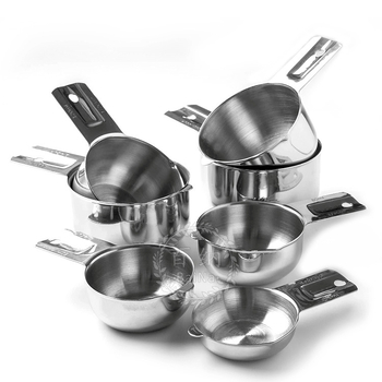 Sada meracích lyžíc a pohárov z nerezovej ocele na pečenie, kuchynské potreby, moderný minimalistický štýl