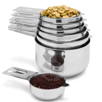 Sada meracích lyžíc a pohárov z nerezovej ocele na pečenie, kuchynské potreby, moderný minimalistický štýl