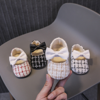 Cipele za bebe 12–36 mjeseci, laneni gornji dio, Velcro zatvarač, mašna, prozračne, protuklizne potplata