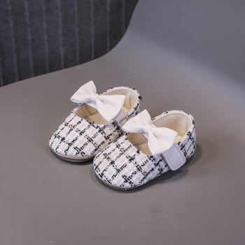 Cipele za bebe 12–36 mjeseci, laneni gornji dio, Velcro zatvarač, mašna, prozračne, protuklizne potplata