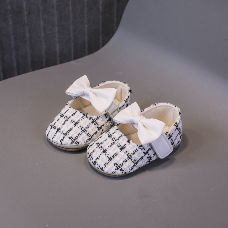 Cipele za bebe 12–36 mjeseci, laneni gornji dio, Velcro zatvarač, mašna, prozračne, protuklizne potplata