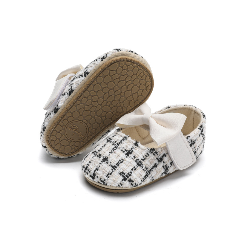 Cipele za bebe 12–36 mjeseci, laneni gornji dio, Velcro zatvarač, mašna, prozračne, protuklizne potplata