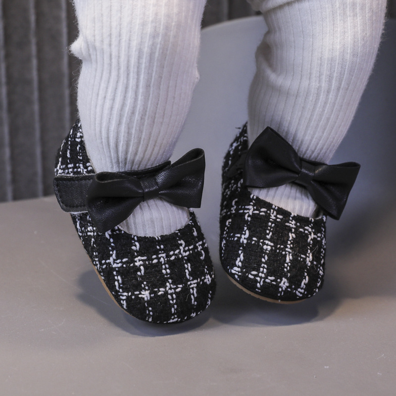 Cipele za bebe 12–36 mjeseci, laneni gornji dio, Velcro zatvarač, mašna, prozračne, protuklizne potplata